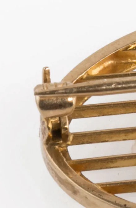 Edwardian Oval Pin or Brooch, seed pearl and sapphire,14k yellow gold. j-pnfn125