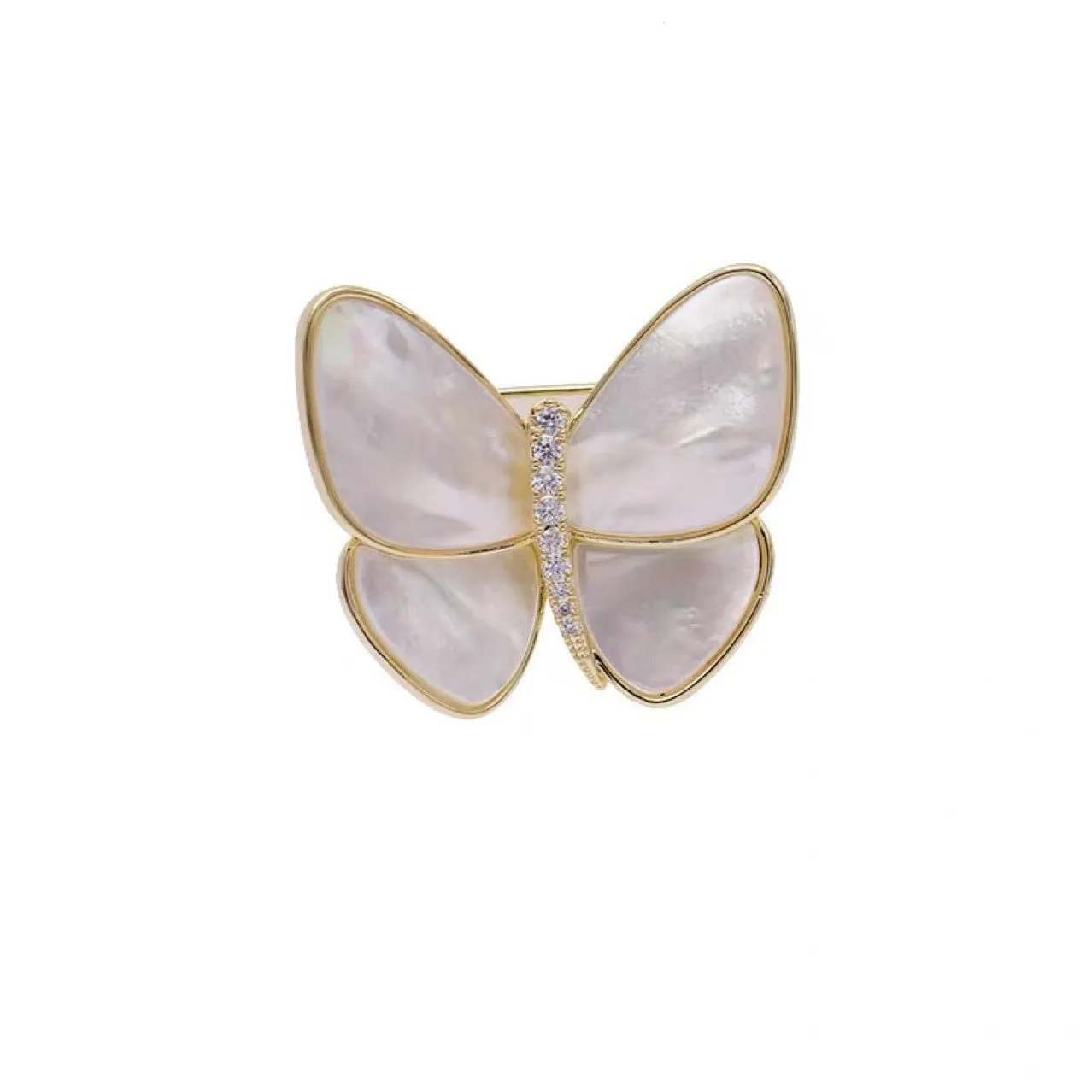Elegant Shell Butterfly Brooch Cubic Zircon Golden Copper Suit Brooches
