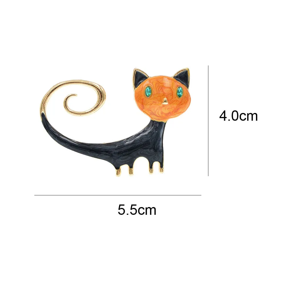 Enamel Cute Cat Brooches For Women Kitty Pin 2 Colors