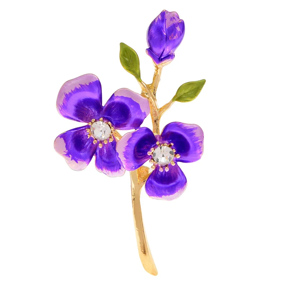 Enamel Rhinestone Flower Brooches For Weddings Office Elegant Plant Brooch