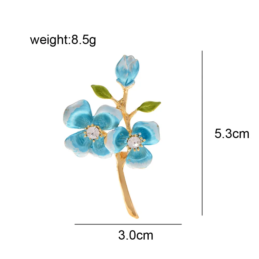 Enamel Rhinestone Flower Brooches For Weddings Office Elegant Plant Brooch