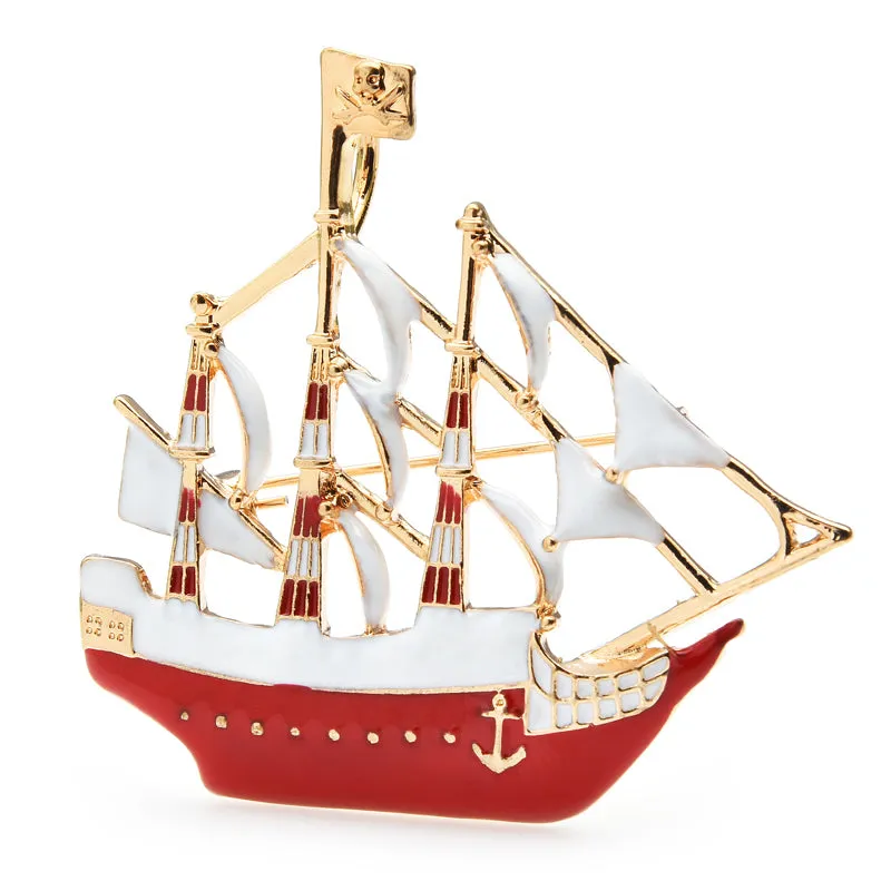 Enamel Sailboat Brooches For Women