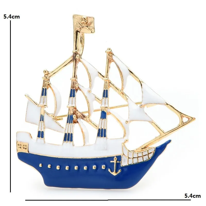 Enamel Sailboat Brooches For Women
