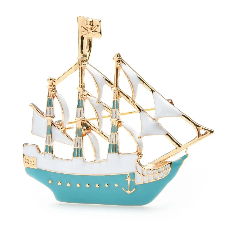 Enamel Sailboat Brooches For Women
