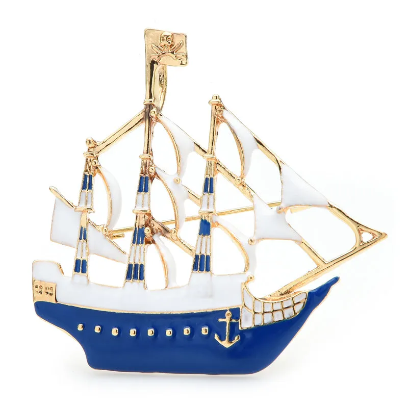 Enamel Sailboat Brooches For Women