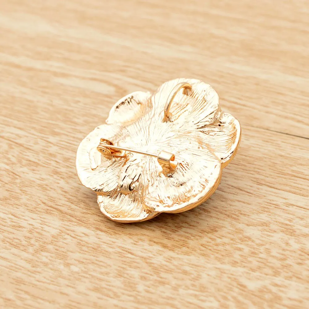 Enamel Saturna Camellia Flower Brooches for Women