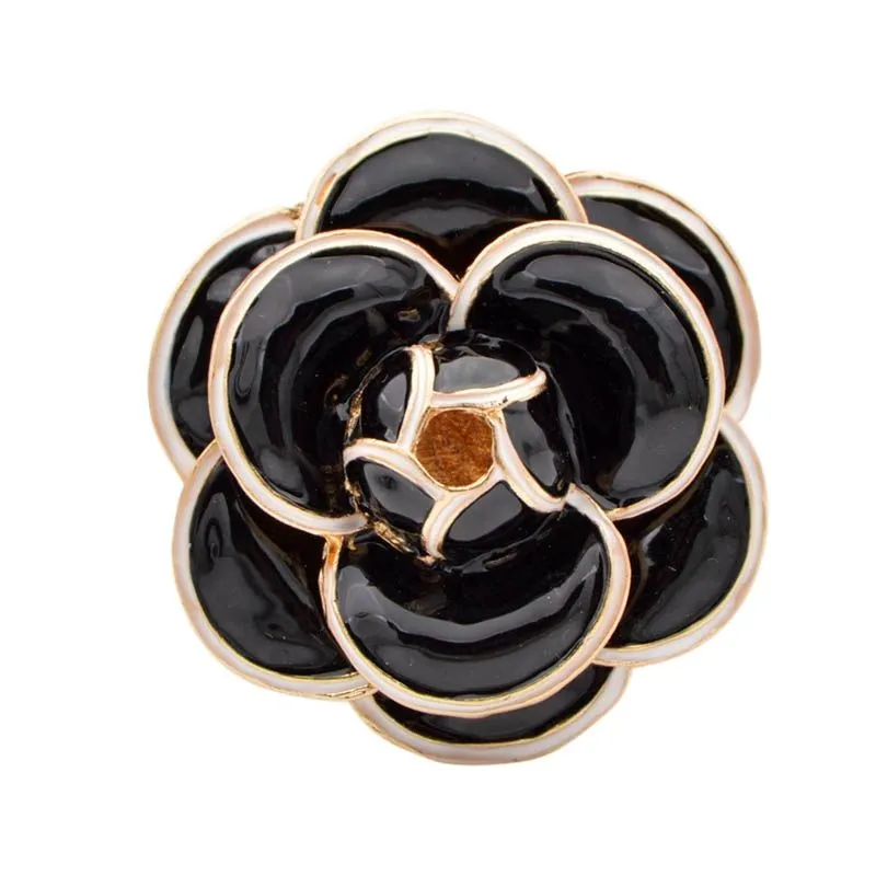 Enamel Saturna Camellia Flower Brooches for Women