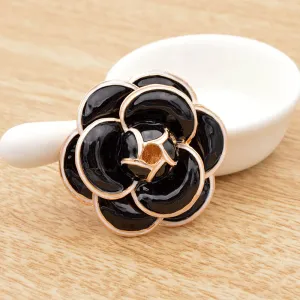 Enamel Saturna Camellia Flower Brooches for Women