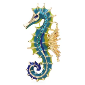 Enamel Seahorse Brooches For Women Men