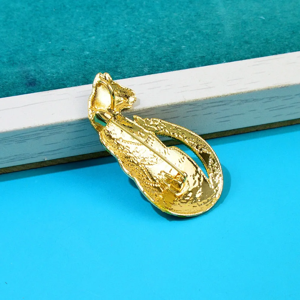 Enamel Sitting Cat Brooches For Women