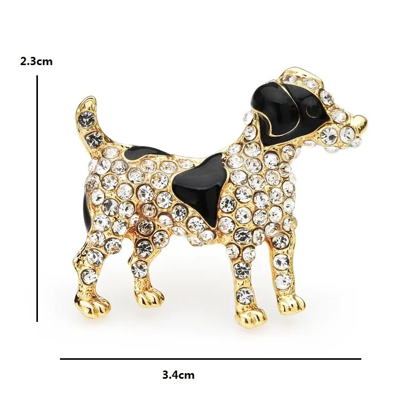 Enamel Spot Dog Brooches Women Rhinestone Dog Pets Animal Party Casual Brooch