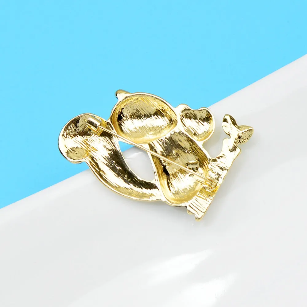 Enamel Squirrel And Nut Brooch Animal Pin 2 Colors Available