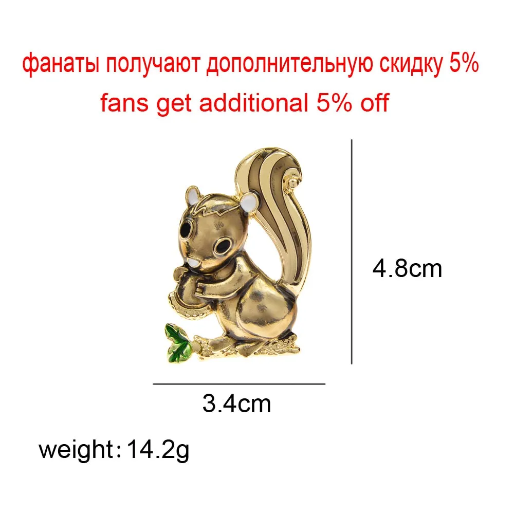 Enamel Squirrel And Nut Brooch Animal Pin 2 Colors Available