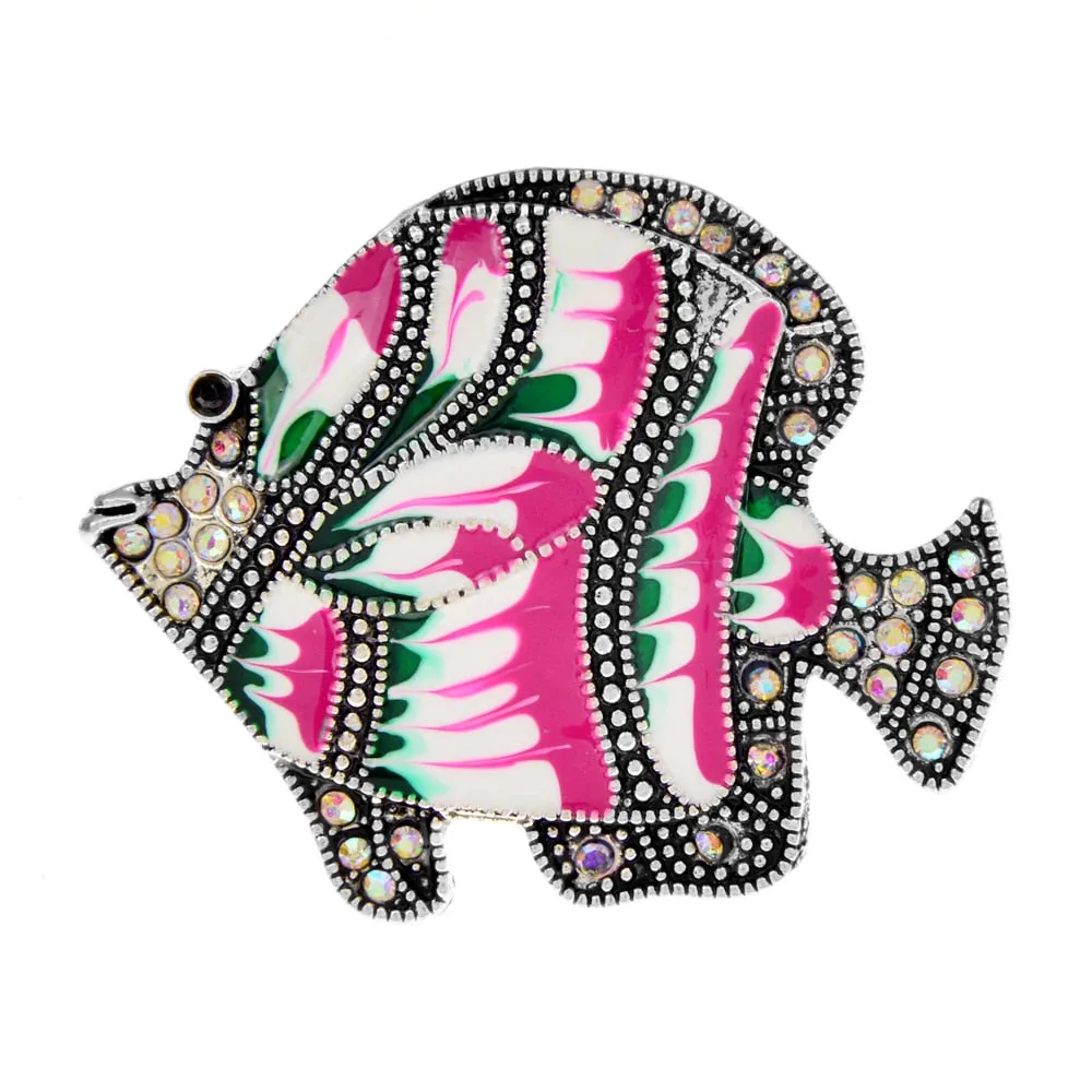 Enamel Tropical Fish Brooch Animal Pin Stripe Design Pin Autumn Winter Coat Accessories
