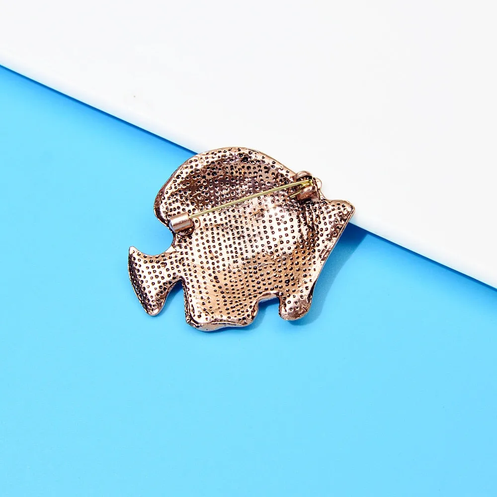 Enamel Tropical Fish Brooch Animal Pin Stripe Design Pin Autumn Winter Coat Accessories