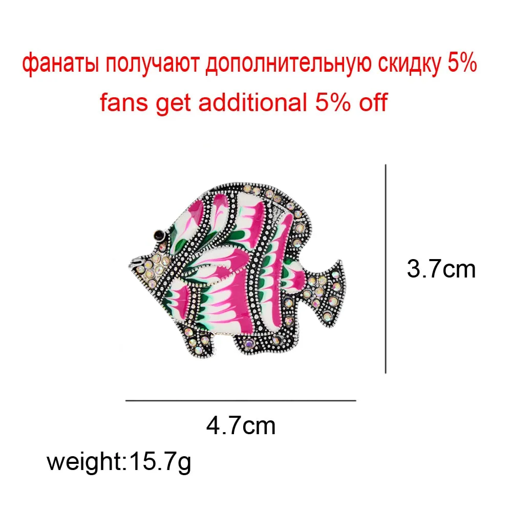 Enamel Tropical Fish Brooch Animal Pin Stripe Design Pin Autumn Winter Coat Accessories