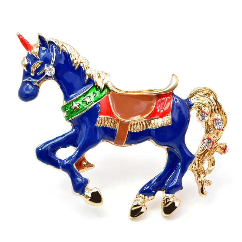 Enamel Unicorn Brooches for Women