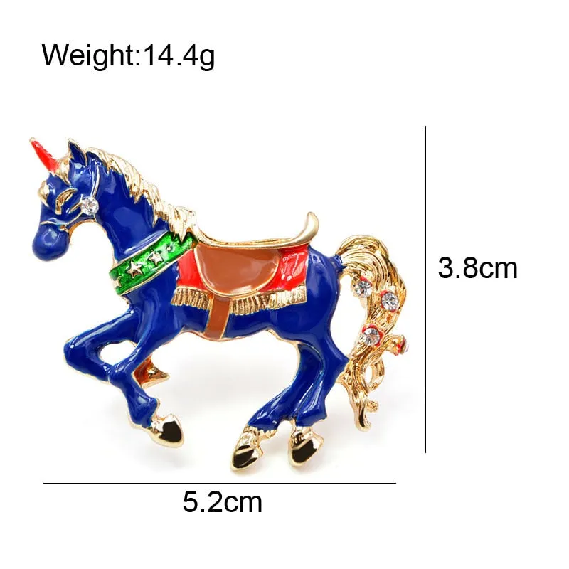 Enamel Unicorn Brooches for Women