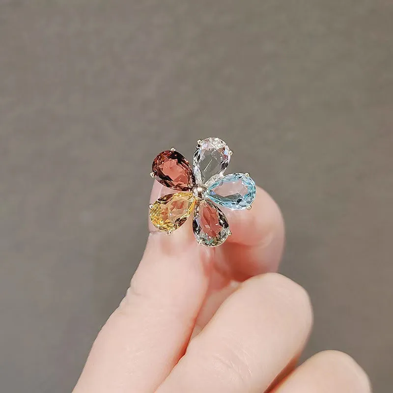 Exquisite Women Luxury Crystal Small Size Rabbit Flower Brooches