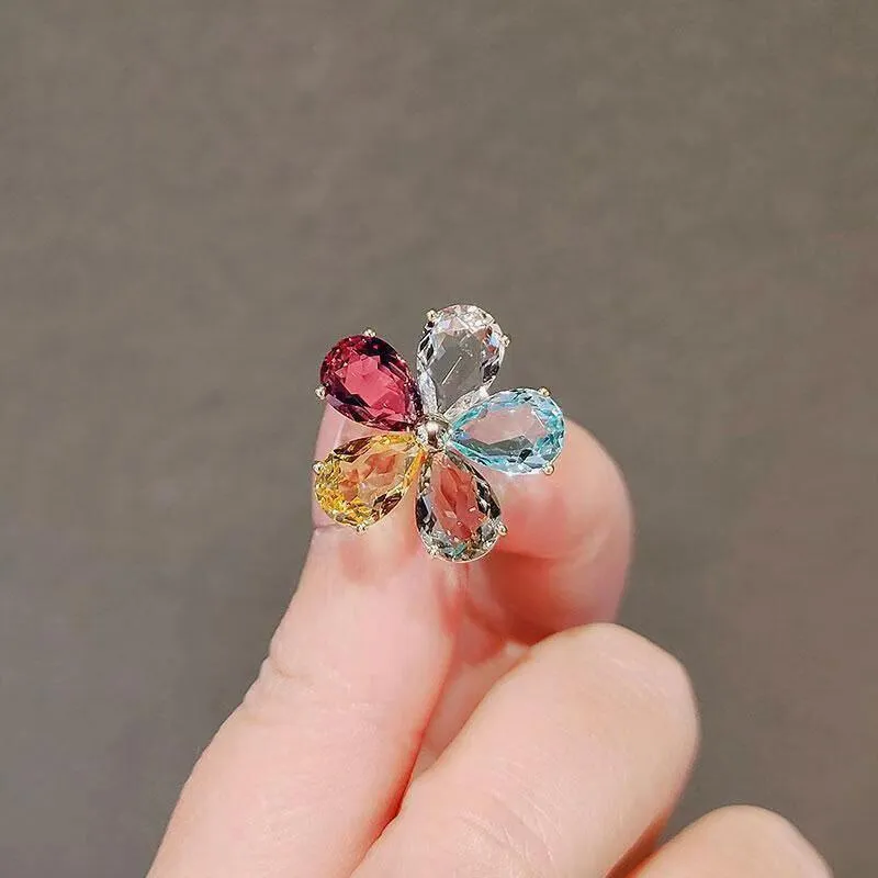 Exquisite Women Luxury Crystal Small Size Rabbit Flower Brooches