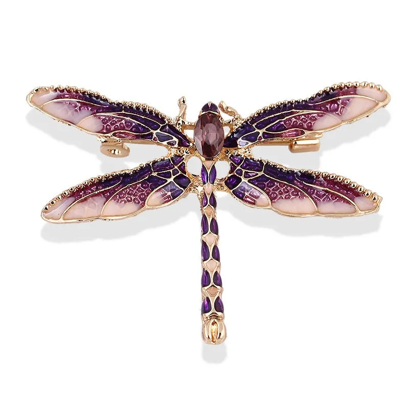Fashion Crystal Vintage Dragonfly Brooch Large Insect Brooches For Women