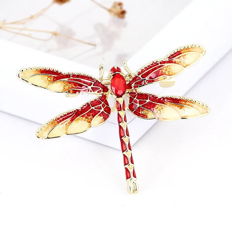 Fashion Crystal Vintage Dragonfly Brooch Large Insect Brooches For Women