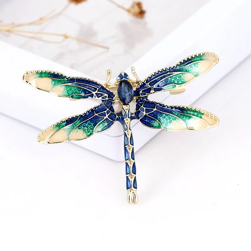 Fashion Crystal Vintage Dragonfly Brooch Large Insect Brooches For Women