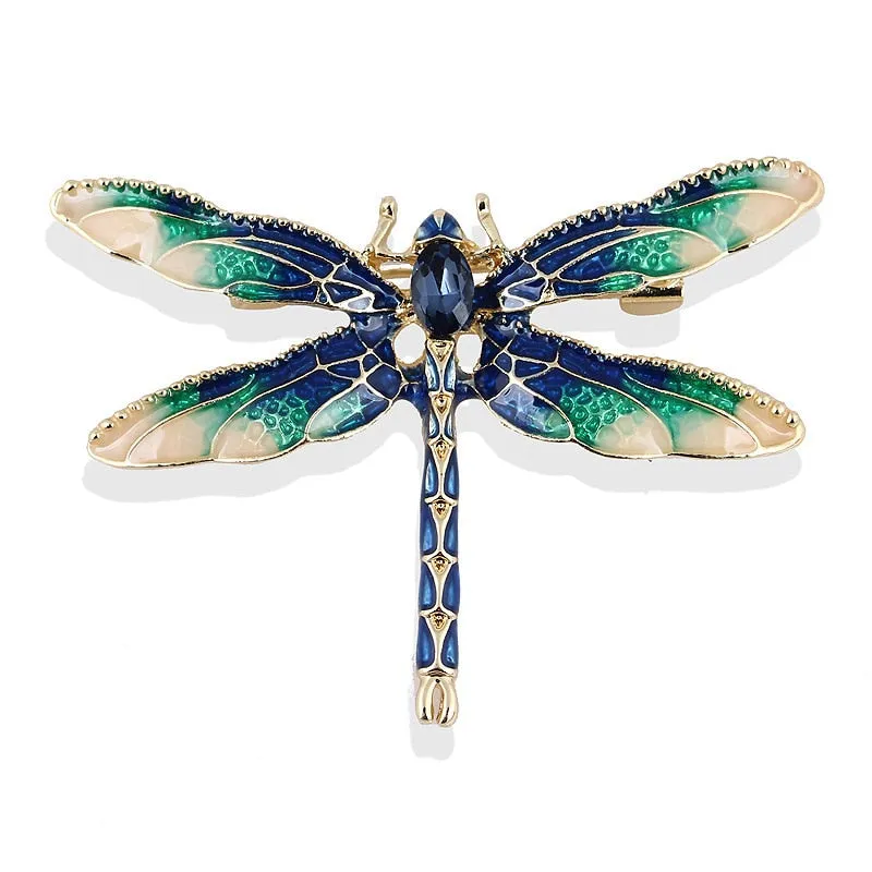 Fashion Crystal Vintage Dragonfly Brooch Large Insect Brooches For Women