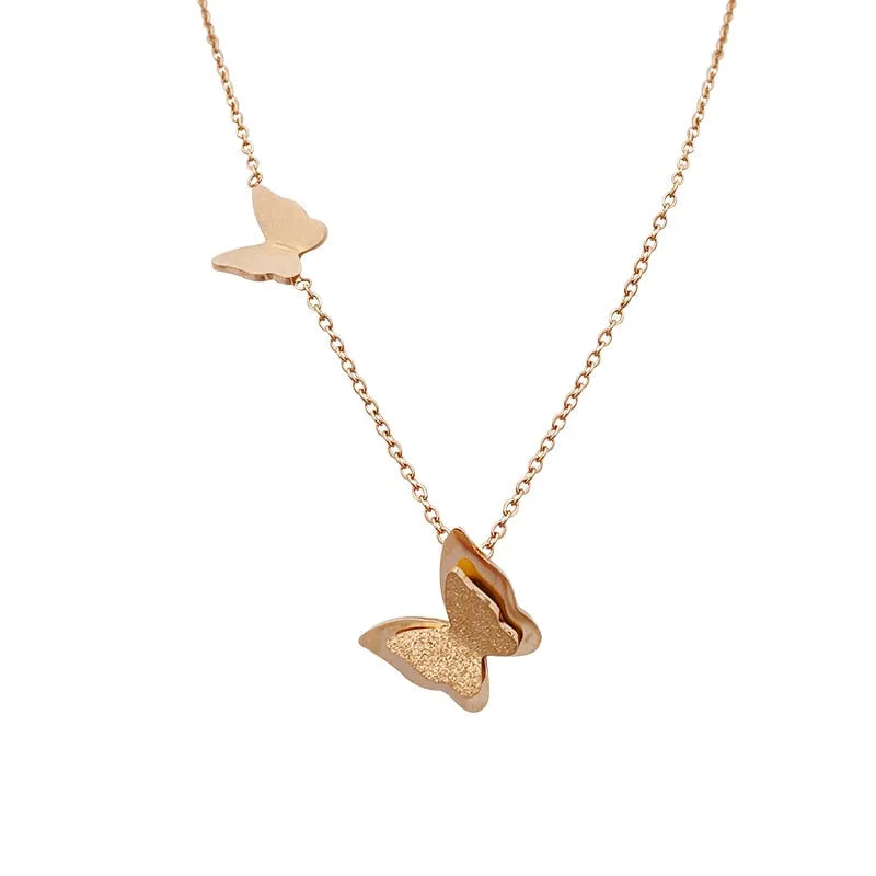 Fashion Jewelry Double-layer Butterfly Choker Collier Necklaces  Pendants For Women