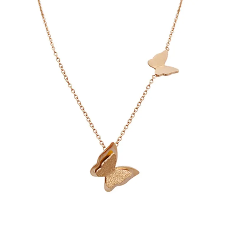 Fashion Jewelry Double-layer Butterfly Choker Collier Necklaces  Pendants For Women