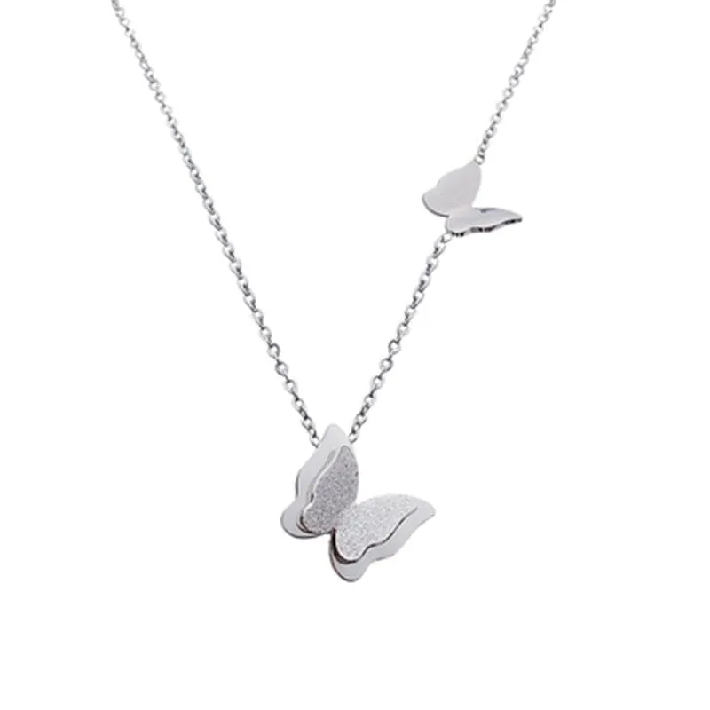Fashion Jewelry Double-layer Butterfly Choker Collier Necklaces  Pendants For Women