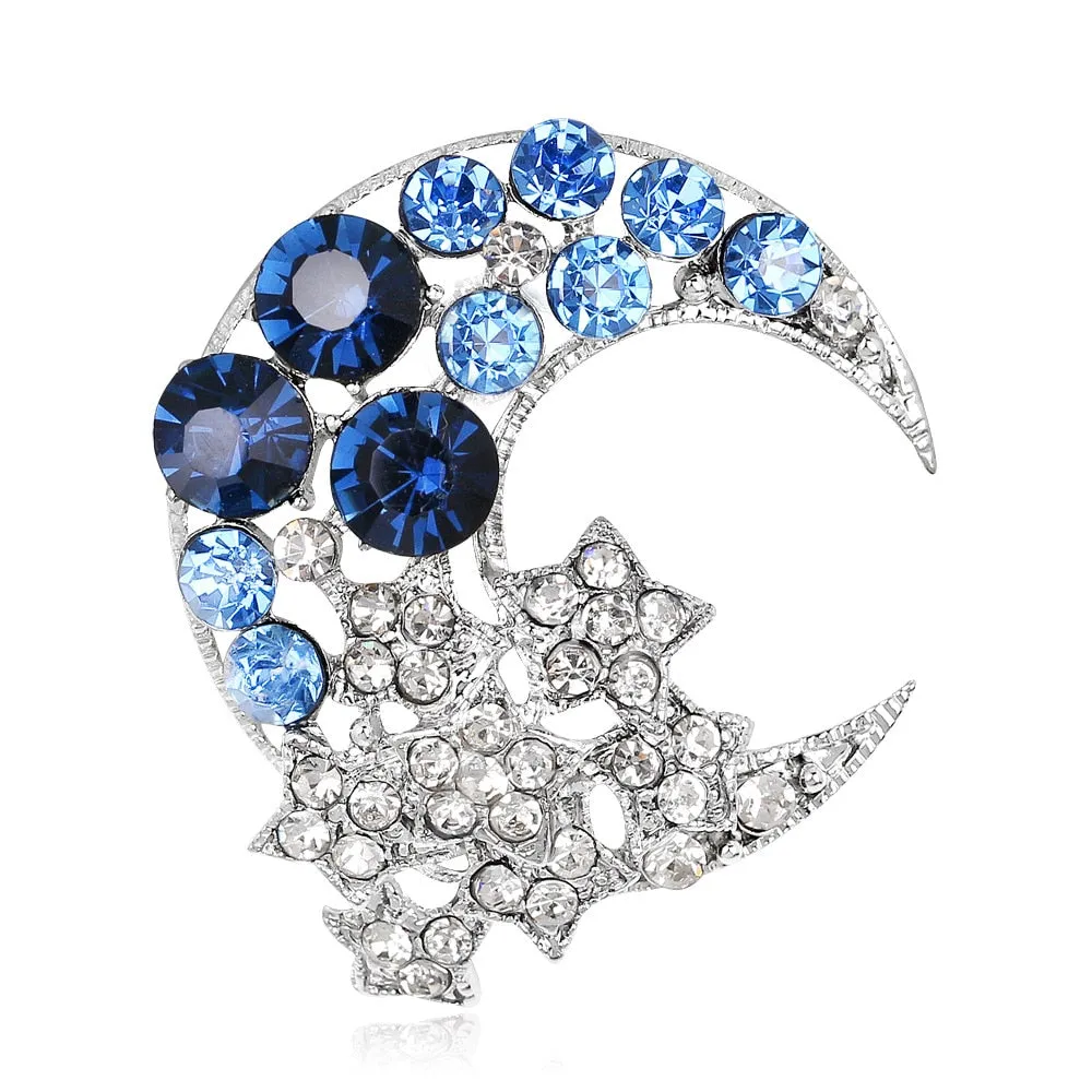 Fashion Moon brooch Full of Crystal Luxury Wedding Party Annual Accessory