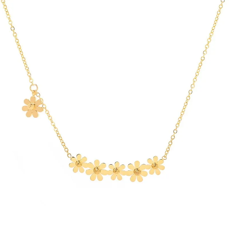 Fashion Upscale Jewelry Vintage Daisy Flowers Charms Chain Choker Necklaces Pendants For Women