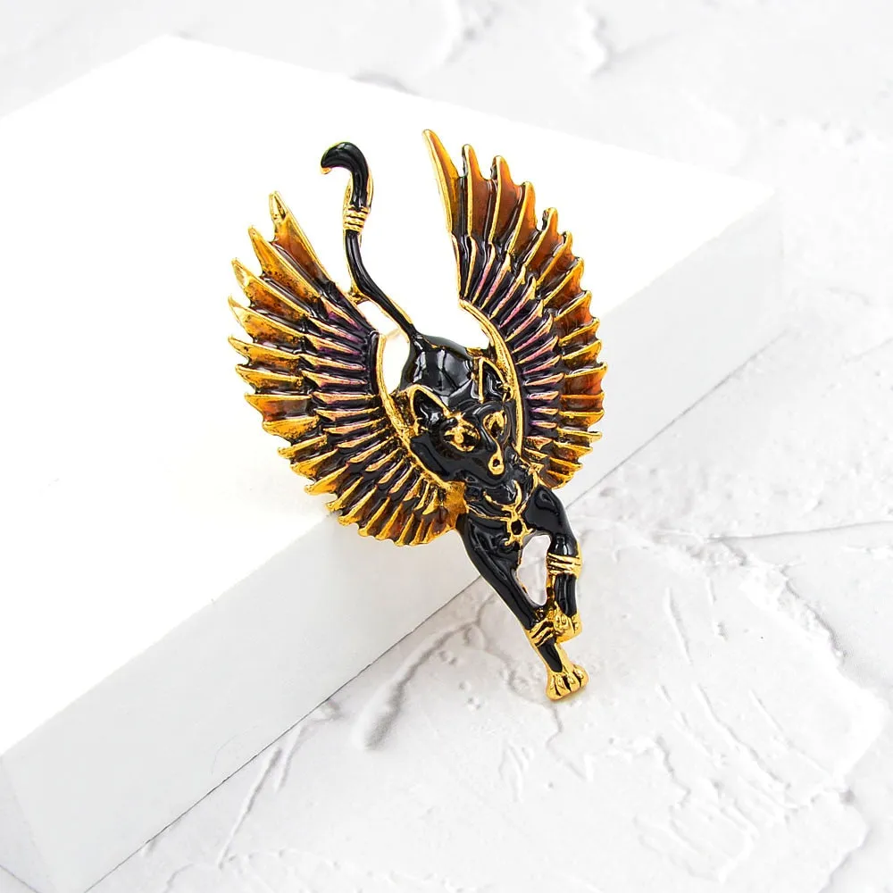 Flying Angel Cat With Wings Brooches Enamel Ferocious Animal Brooch