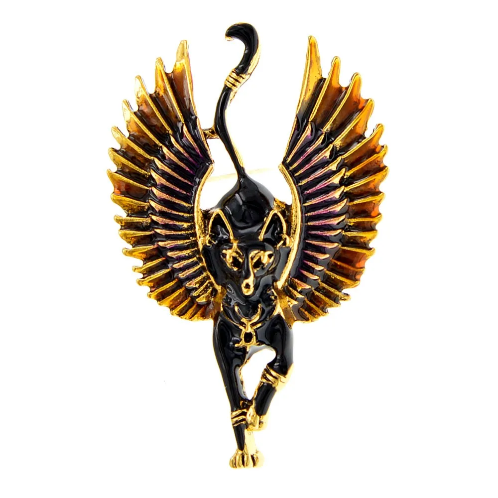 Flying Angel Cat With Wings Brooches Enamel Ferocious Animal Brooch