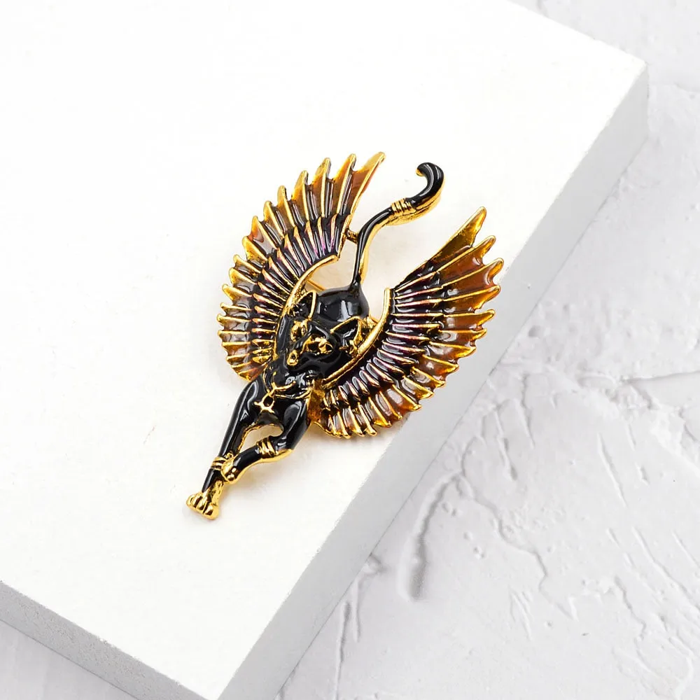 Flying Angel Cat With Wings Brooches Enamel Ferocious Animal Brooch