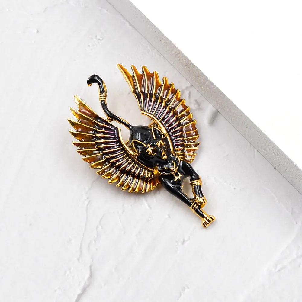 Flying Angel Cat With Wings Brooches Enamel Ferocious Animal Brooch