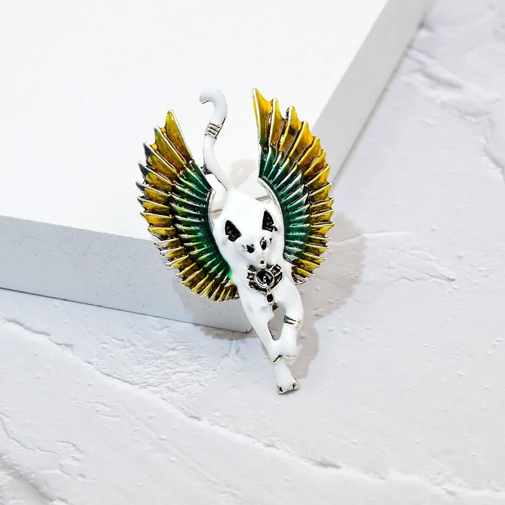 Flying Angel Cat With Wings Brooches Enamel Ferocious Animal Brooch