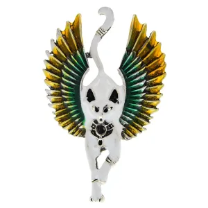 Flying Angel Cat With Wings Brooches Enamel Ferocious Animal Brooch