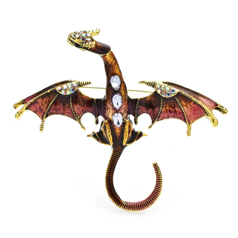 Flying Dragon Brooches For Women Men 4-color New Design Legend Animal Brooch