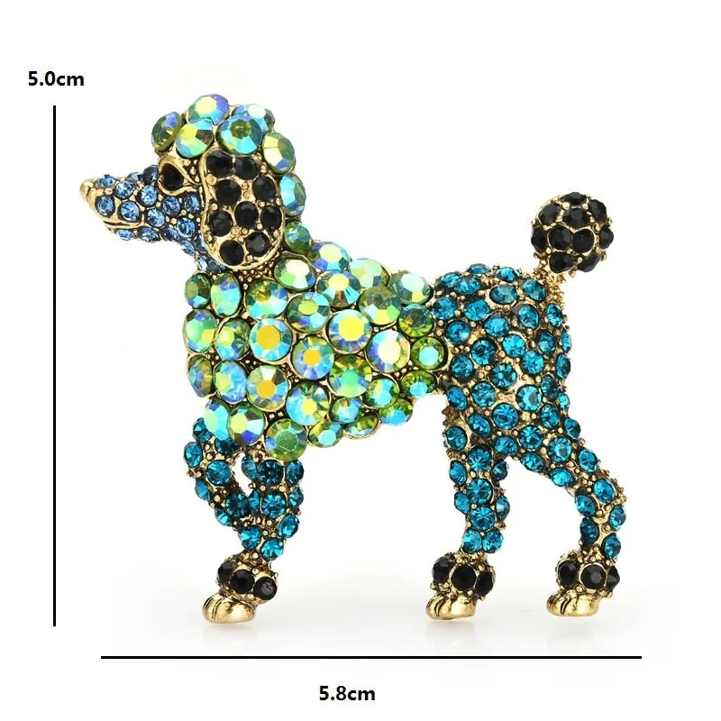 Full Green Rhinestone Dog Brooches For Women
