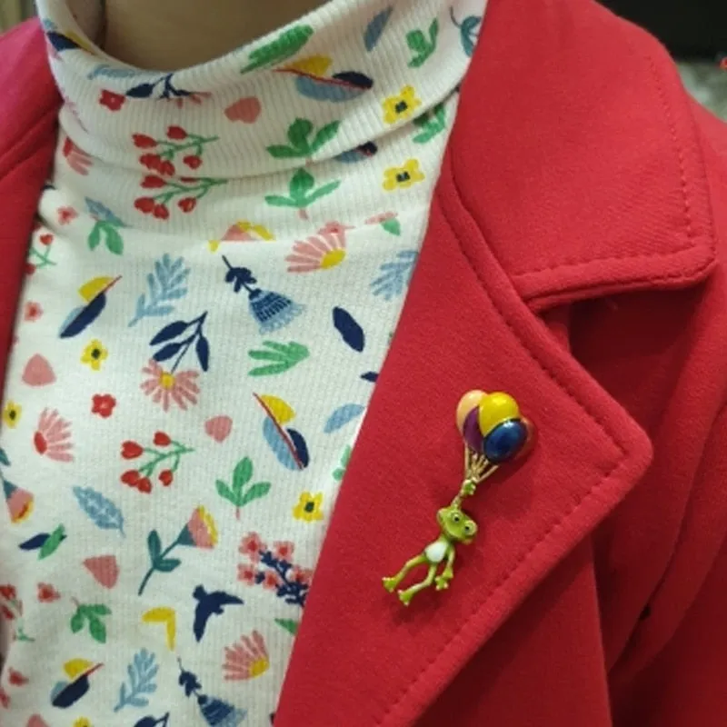 Funny Balloon Frog Brooches Animal Colorful Balloons Brooch