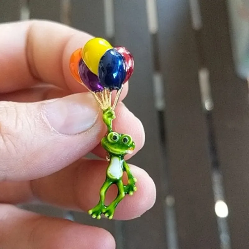 Funny Balloon Frog Brooches Animal Colorful Balloons Brooch