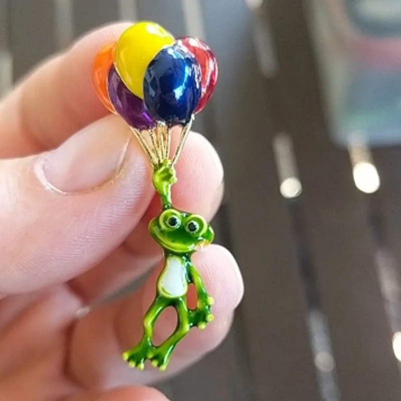Funny Balloon Frog Brooches Animal Colorful Balloons Brooch