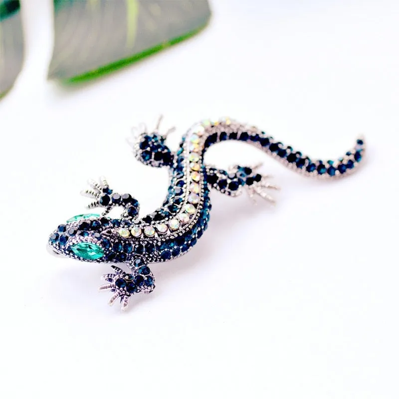 Funny Lizard Rhinestone Brooch Pin Women Geckos Party Dorcus Pin and Brooch