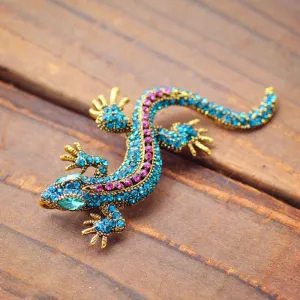 Funny Lizard Rhinestone Brooch Pin Women Geckos Party Dorcus Pin and Brooch