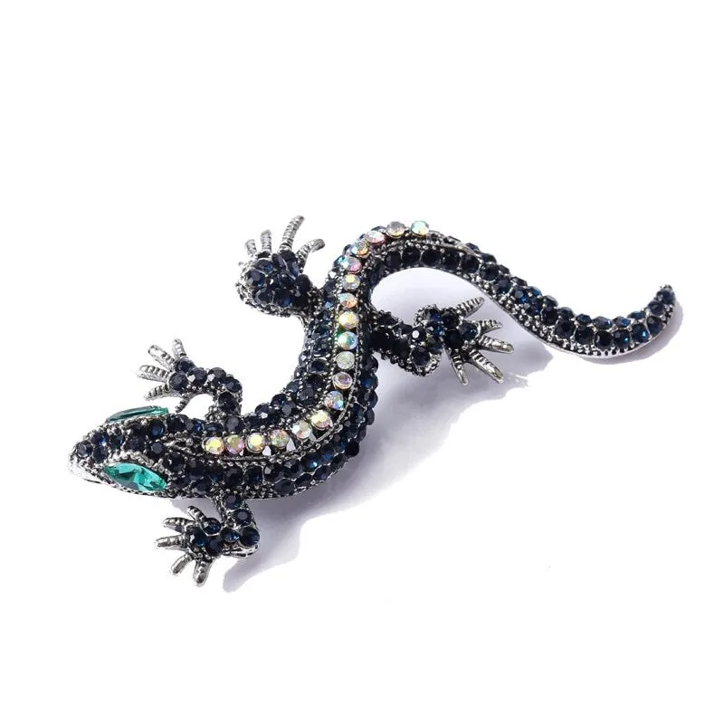 Funny Lizard Rhinestone Brooch Pin Women Geckos Party Dorcus Pin and Brooch