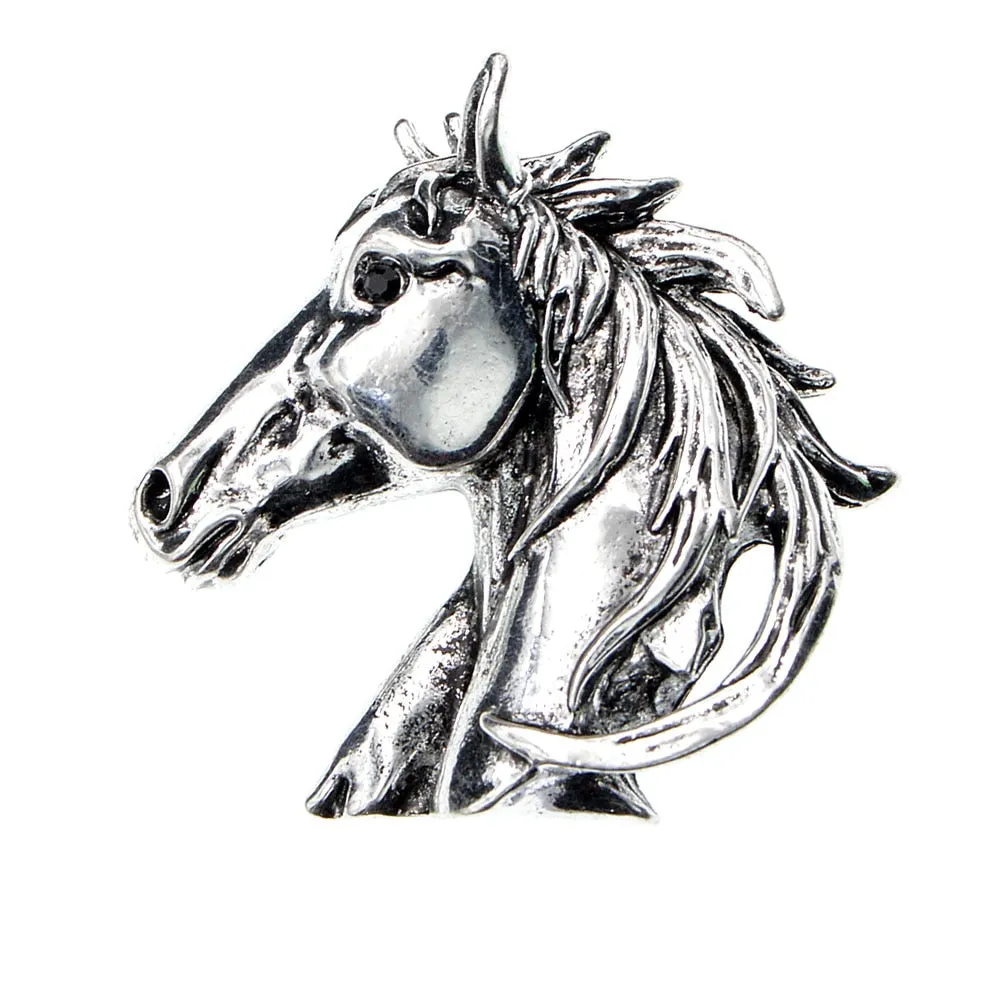 Gold And Silver Color Horse Head Brooches For Men