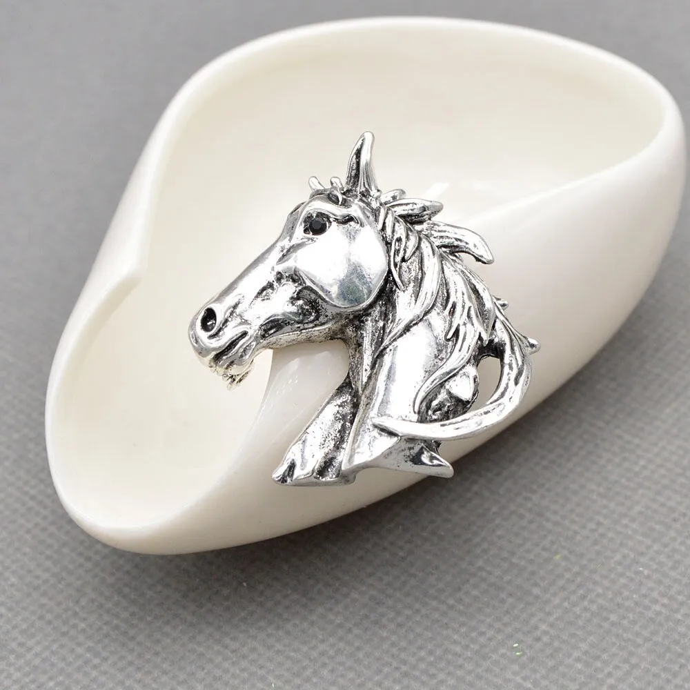 Gold And Silver Color Horse Head Brooches For Men