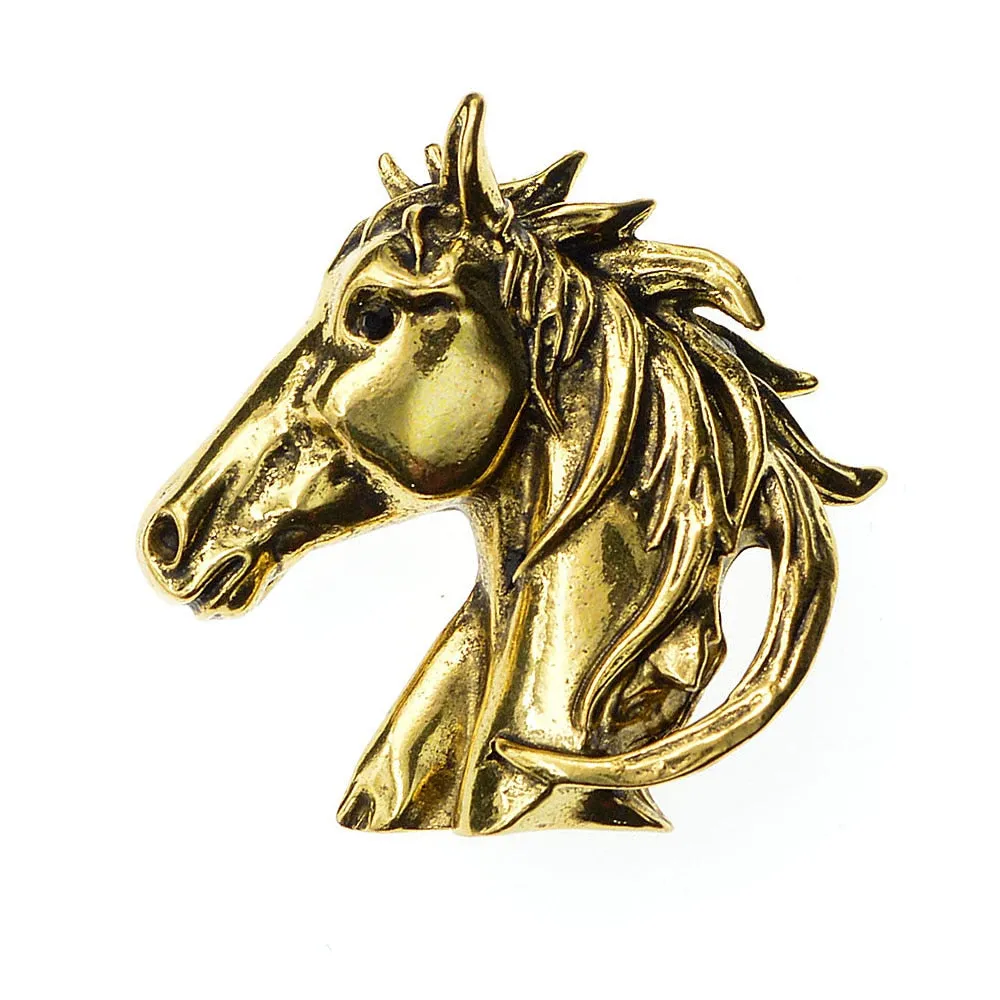 Gold And Silver Color Horse Head Brooches For Men